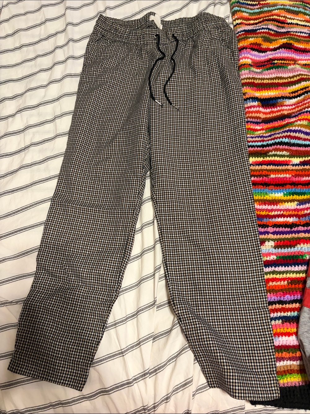 H&M Black and White Gingham Pull-On Pants